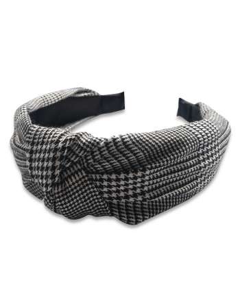 Everneed head band black white checkered pattern
