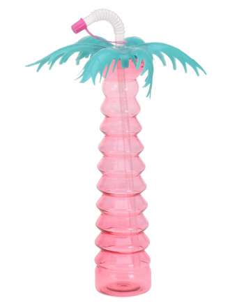 Excellent Houseware Drinking Bottle Palm Tree Pink 500 ml